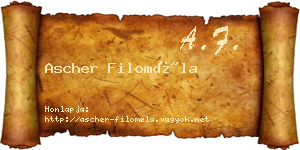 Ascher Filoméla névjegykártya